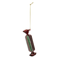 Clayre & Eef Weihnachtsanhänger Ø 4x15 cm Rot Glas