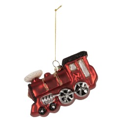 Clayre & Eef Weihnachtsanhänger Zug 10x4x5 cm Rot Glas