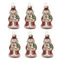 Clayre & Eef Christmas Ornament Set of 6 Santa Claus Ø 3x35 cm Red Glass