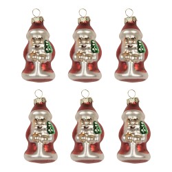 Clayre & Eef Weihnachts-Anhänger 6er-Set Weihnachtsmann Ø 3x35 cm Rot Glas
