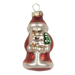 Clayre & Eef Weihnachts-Anhänger 6er-Set Weihnachtsmann Ø 3x35 cm Rot Glas