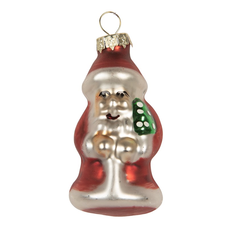 Clayre & Eef Christmas Ornament Set of 6 Santa Claus Ø 3x35 cm Red Glass