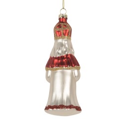 Clayre & Eef Pendentif de Noël Père Noël 5x5x15 cm Rouge Verre