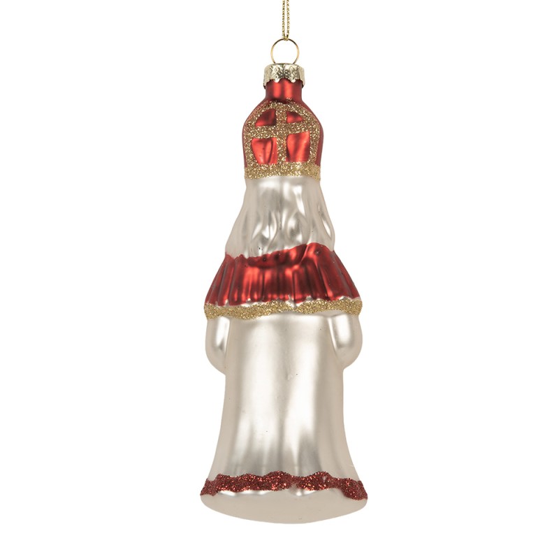 Clayre & Eef Pendentif de Noël Père Noël 5x5x15 cm Rouge Verre