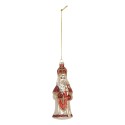 Clayre & Eef Pendentif de Noël Père Noël 5x5x15 cm Rouge Verre