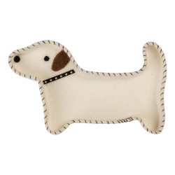 Clayre & Eef Scodella decorativa Cane 20x13x3 cm Bianco Feltro