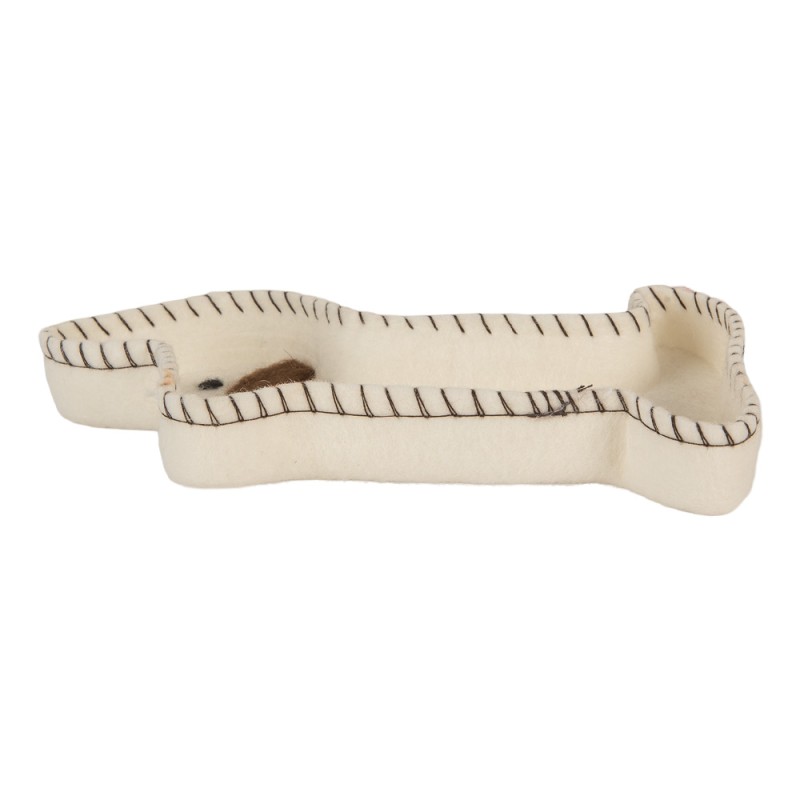 Clayre & Eef Dekoration Schale Hund 20x13x3 cm Weiß Filz