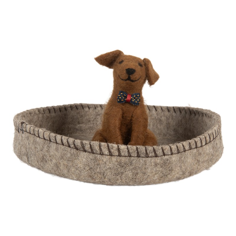 Clayre & Eef Decorative Bowl Ø 19x10 cm Grey Felt Dog