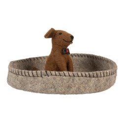 Clayre & Eef Scodella decorativa Ø 19x10 cm Grigio Feltro Cane