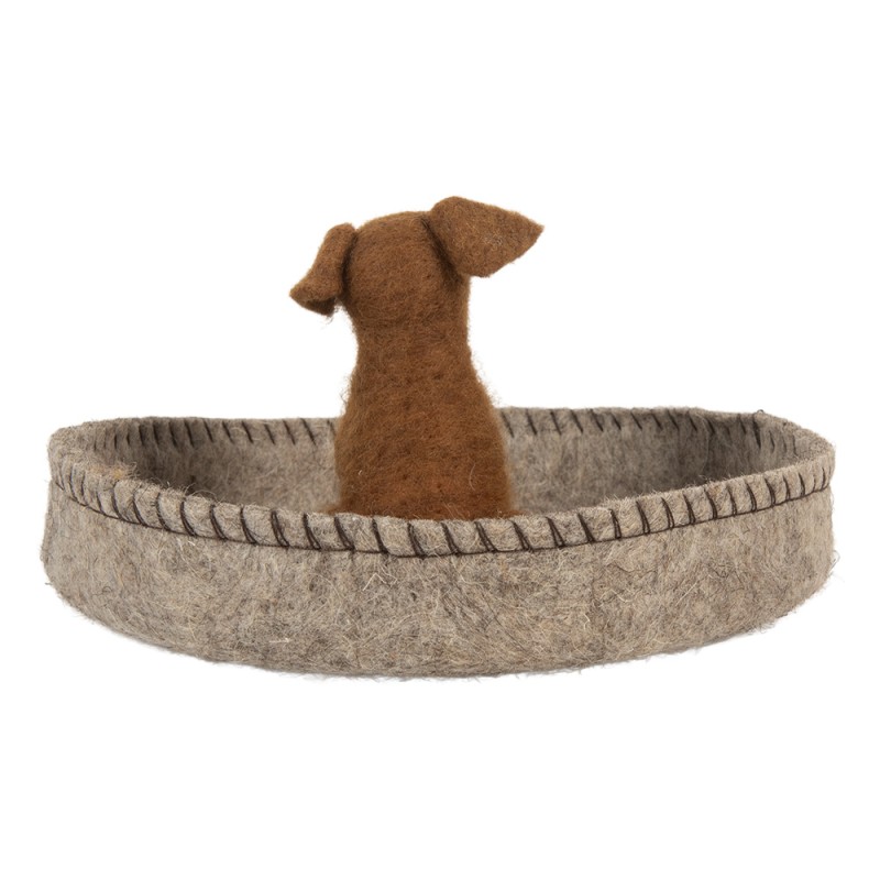 Clayre & Eef Decorative Bowl Ø 19x10 cm Grey Felt Dog