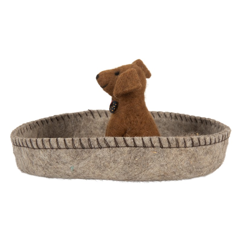 Clayre & Eef Decorative Bowl Ø 19x10 cm Grey Felt Dog
