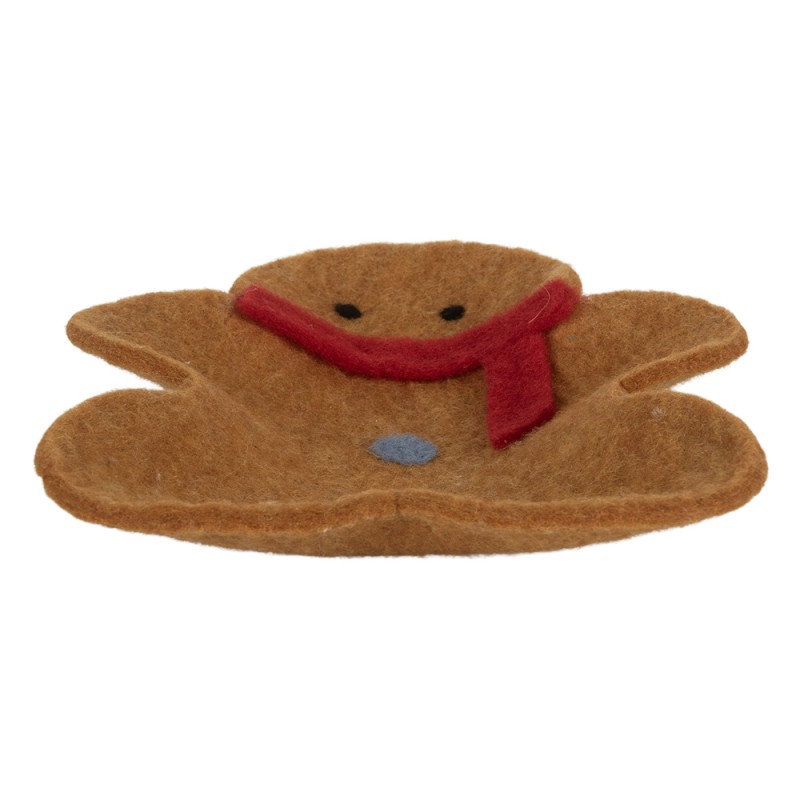 Clayre & Eef Scodella decorativa Uomo di pan di zenzero 19x16x4 cm Marrone Feltro
