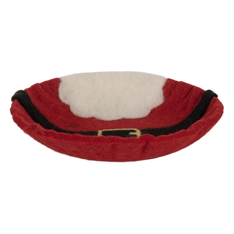 Clayre & Eef Scodella decorativa Ø 18x4 cm Rosso Feltro Babbo Natale