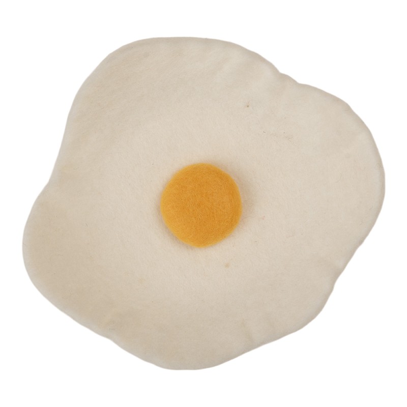Clayre & Eef Scodella decorativa Uovo Ø 18x3 cm Bianco Feltro