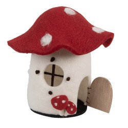 Clayre & Eef Statuetta decorativa Casa 20x20x18 cm Bianco Feltro Funghi