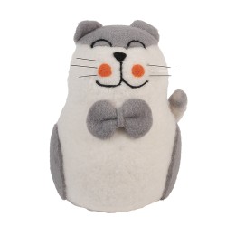 Clayre & Eef Statuetta decorativa Gatto 14x14x20 cm Bianco Feltro