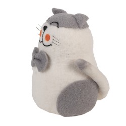 Clayre & Eef Statuetta decorativa Gatto 14x14x20 cm Bianco Feltro