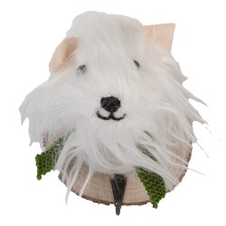 Clayre & Eef Gancio da parete Cane 11x15x14 cm Bianco Feltro
