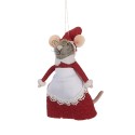 Clayre & Eef Statuetta decorativa Mouse 8x6x14 cm Rosso Feltro