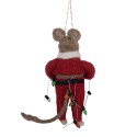 Clayre & Eef Statuetta decorativa Mouse 5x7x13 cm Rosso Feltro