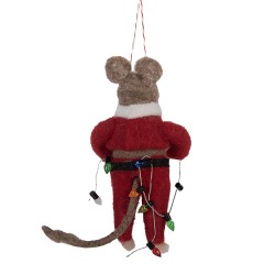 Clayre & Eef Statuetta decorativa Mouse 5x7x13 cm Rosso Feltro