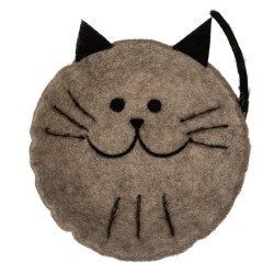 Clayre & Eef Scodella decorativa Gatto 18x18x6 cm Grigio Feltro