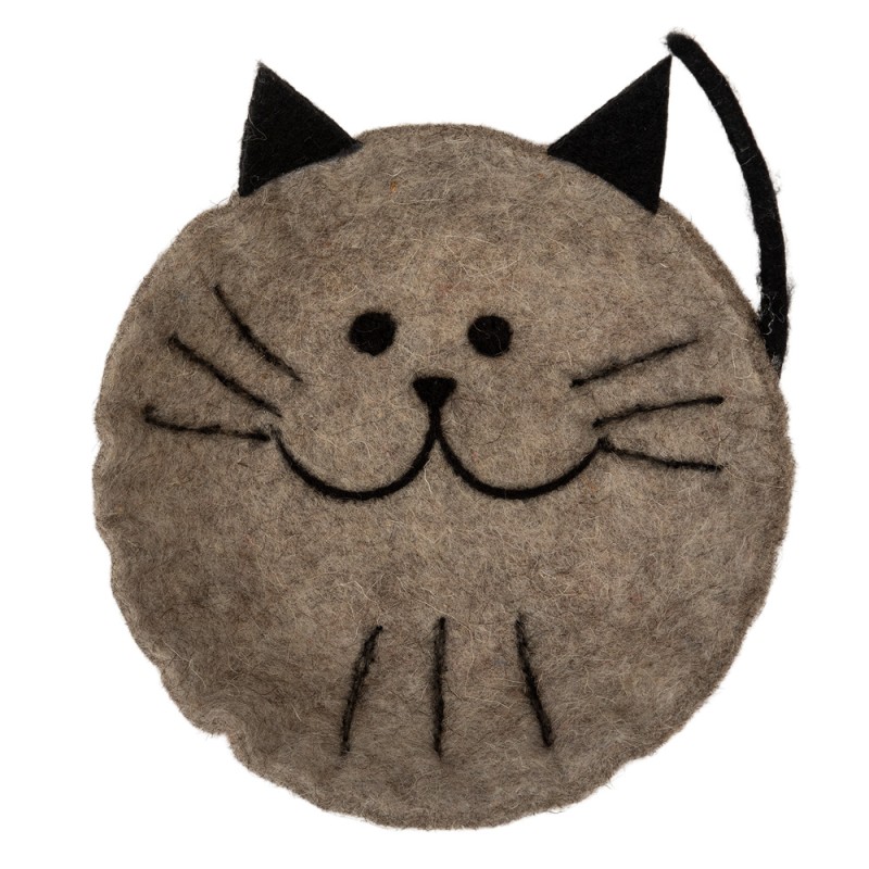Clayre & Eef Scodella decorativa Gatto 18x18x6 cm Grigio Feltro