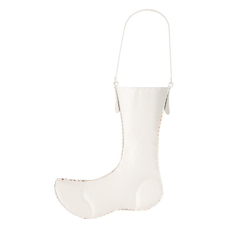 Clayre & Eef Statuetta decorativa di Natale Calze di Natale 23x2x28 cm Beige Metallo