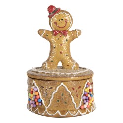 Clayre & Eef Voorraadpot Gingerbread man Ø 7x11 cm Bruin Kunststof