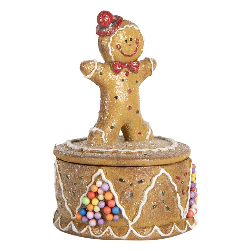 Clayre & Eef Voorraadpot Gingerbread man Ø 7x11 cm Bruin Kunststof