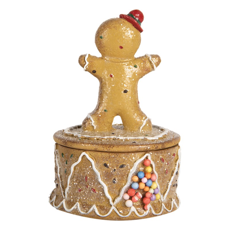 Clayre & Eef Voorraadpot Gingerbread man Ø 7x11 cm Bruin Kunststof