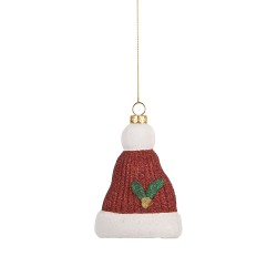Clayre & Eef Weihnachtsanhänger Weihnachtsmütze 7x4x10 cm Rot Weiß Kunststoff
