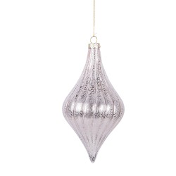 Clayre & Eef Christmas Bauble Ø 8x15 cm Pink Glass