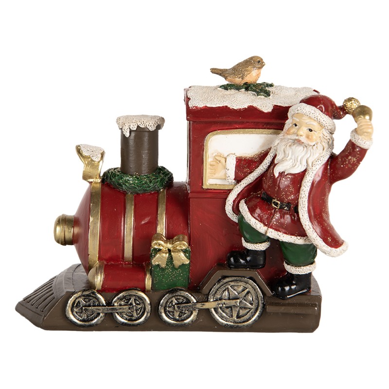 Clayre & Eef Kerstdecoratie Beeld Kerstman 16x10x13 cm Rood Kunststof