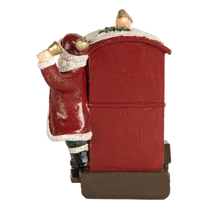 Clayre & Eef Kerstdecoratie Beeld Kerstman 16x10x13 cm Rood Kunststof