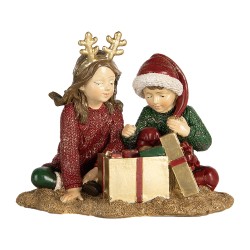 Clayre & Eef Décoration de Noël Image Enfants 14x9x11 cm Rouge Plastique