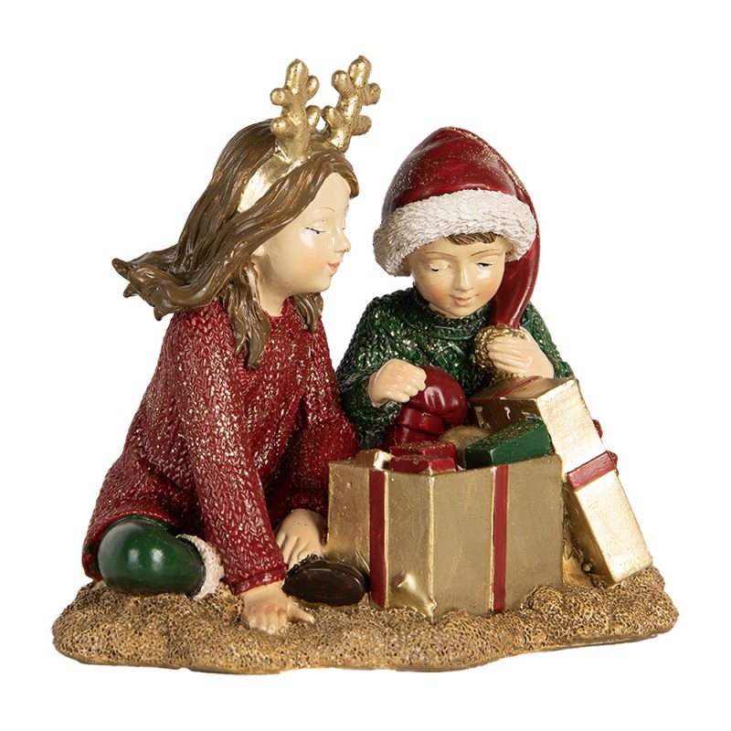 Clayre & Eef Décoration de Noël Image Enfants 14x9x11 cm Rouge Plastique
