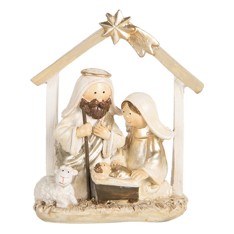 Clayre & Eef Statuetta decorativa di Natale Presepe 10x5x12 cm Beige Color oro Plastica