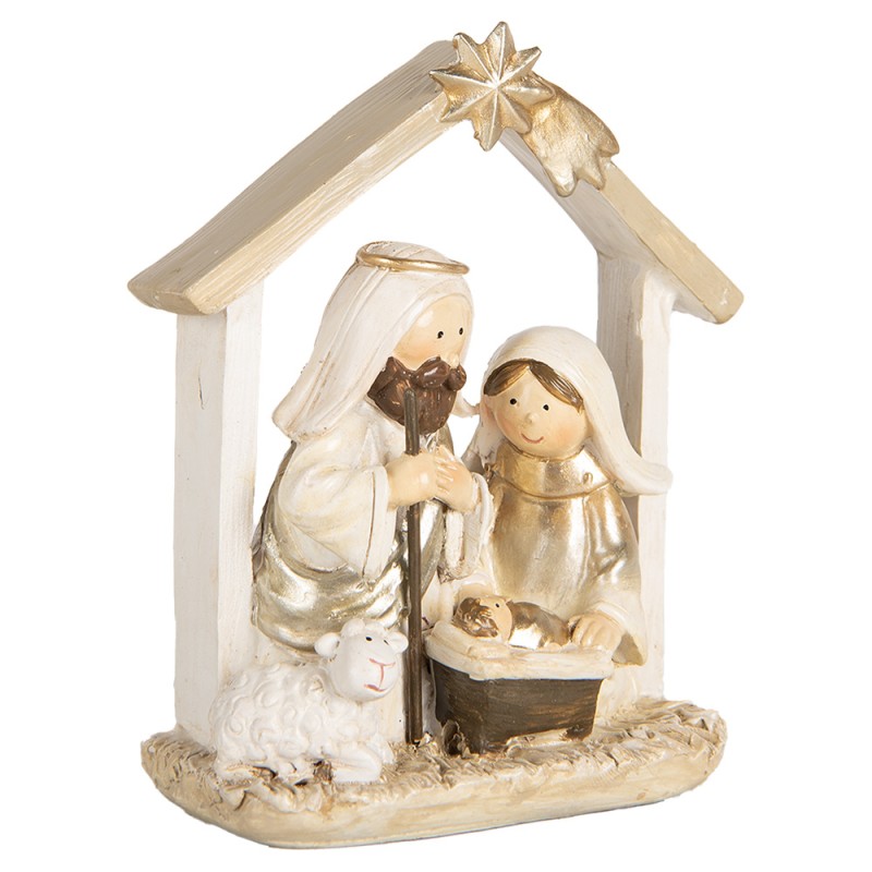 Clayre & Eef Statuetta decorativa di Natale Presepe 10x5x12 cm Beige Color oro Plastica