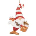 Clayre & Eef Ornamento Natalizio Gnomo 10 cm Rosso Plastica