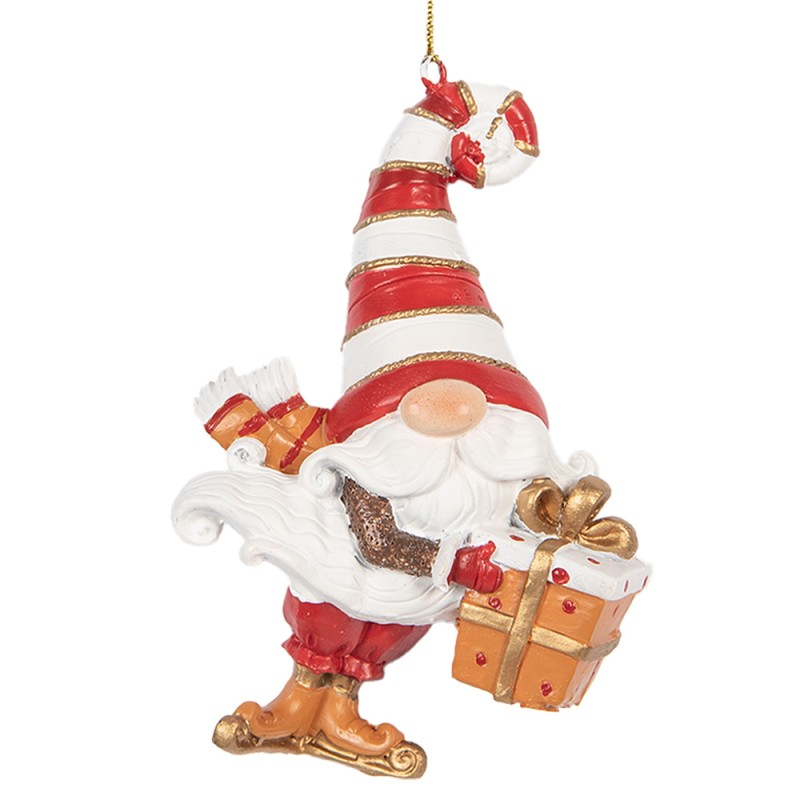 Clayre & Eef Ornamento Natalizio Gnomo 10 cm Rosso Plastica