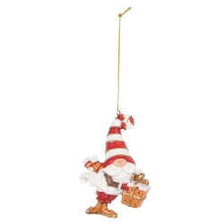 Clayre & Eef Kersthanger Kabouter 10 cm Rood Kunststof