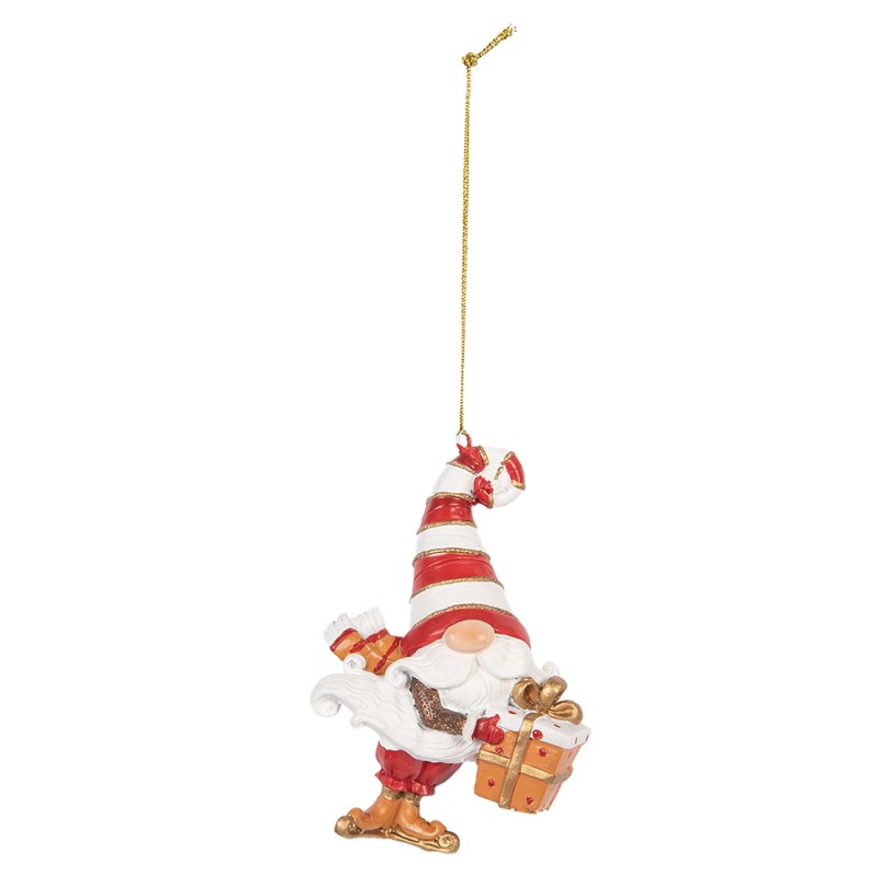 Clayre & Eef Ornamento Natalizio Gnomo 10 cm Rosso Plastica