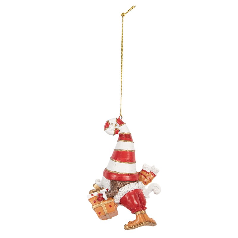 Clayre & Eef Ornamento Natalizio Gnomo 10 cm Rosso Plastica