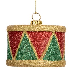 Clayre & Eef Ornamento Natalizio Tamburo Ø 7x5 cm Rosso Plastica
