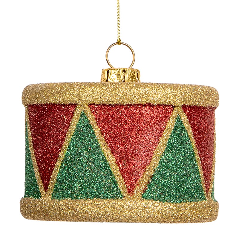 Clayre & Eef Ornamento Natalizio Tamburo Ø 7x5 cm Rosso Plastica