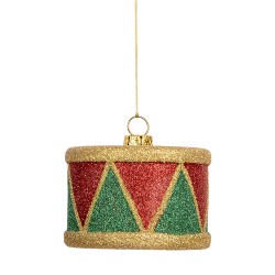 Clayre & Eef Ornamento Natalizio Tamburo Ø 7x5 cm Rosso Plastica