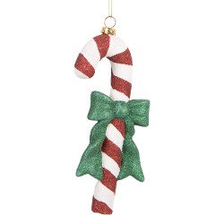 Clayre & Eef Christmas Ornament Candy Cane 8x3x17 cm Red White Plastic