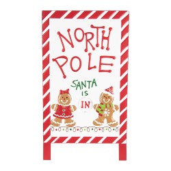 Clayre & Eef Christmas Sign 29x16x51 cm White Red Metal