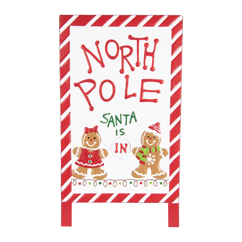 Clayre & Eef Christmas Sign 29x16x51 cm White Red Metal
